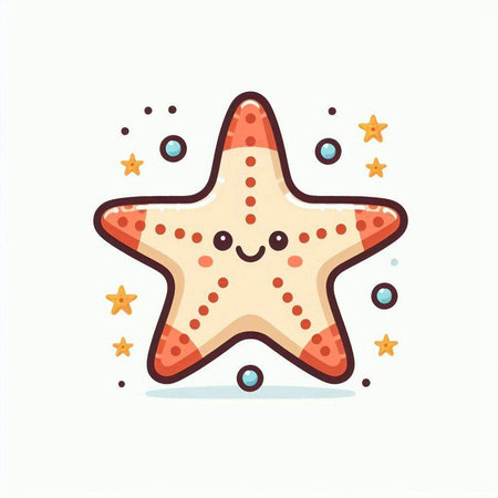 Cute starfish isolated on a white background. Vector illustration.のイラスト素材