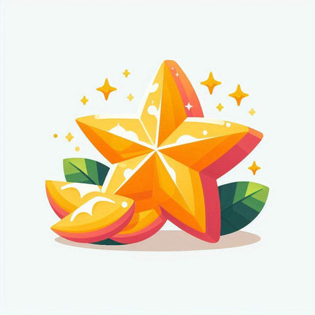 Star fruit icon. Vector illustration of a star fruit isolated on white background.のイラスト素材