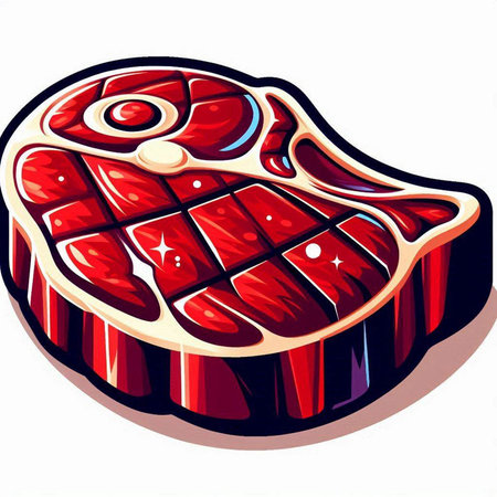 Steak. Vector illustration of a piece of meat on a white background.のイラスト素材
