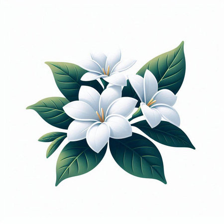 Illustration of white frangipani flowers on a white backgroundのイラスト素材