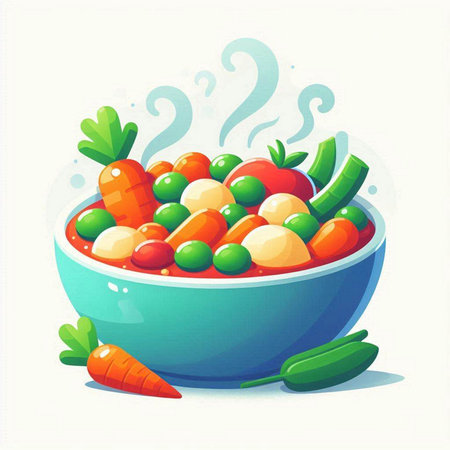 Vegetable salad in a bowl. Vector illustration in cartoon style.のイラスト素材
