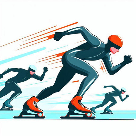 Speed skating, ice skating, sport vector illustration on white background.のイラスト素材