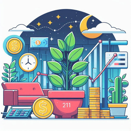 Finance and investment concept. Flat style vector illustration. Financial growth.のイラスト素材