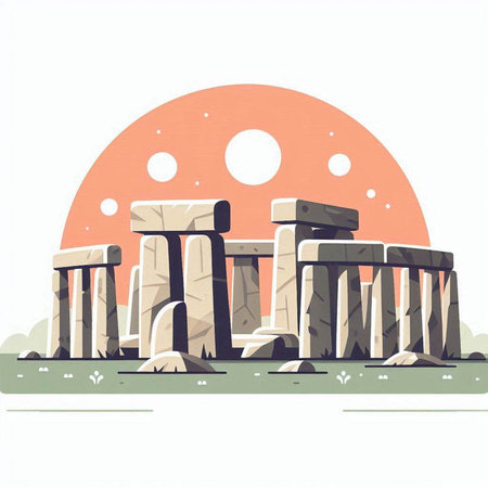 Stonehenge in Athens, Greece. Vector illustration in flat styleのイラスト素材