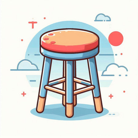 Stool icon in flat style. Vector illustration of a stool.のイラスト素材