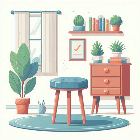 Bar stool in flat style. Vector illustration of a bar stool.のイラスト素材