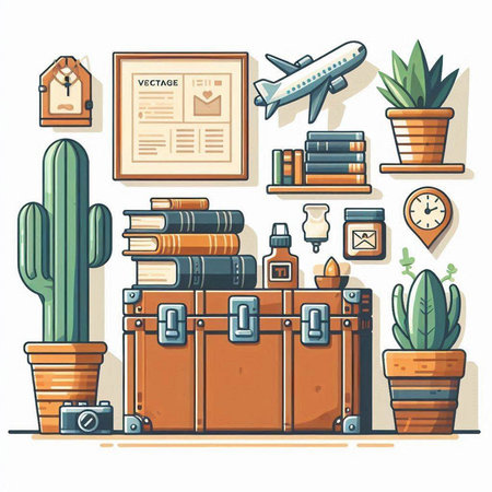 Vintage chest with a lock. Vector illustration in retro style.のイラスト素材