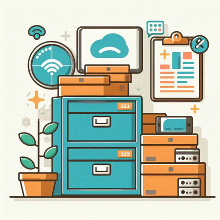 Furniture and Internet of Things (IoT) - vector illustrationのイラスト素材