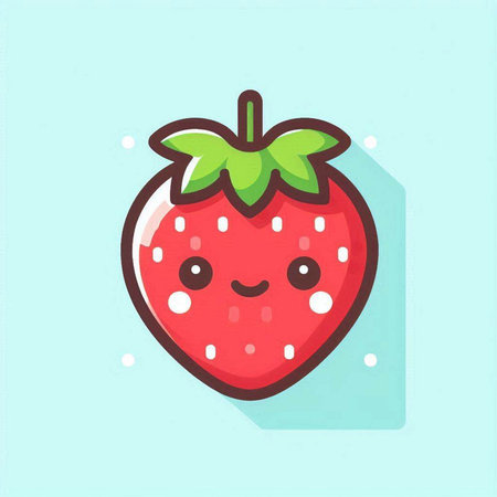 Strawberry icon. Cute cartoon character. Vector illustration.のイラスト素材