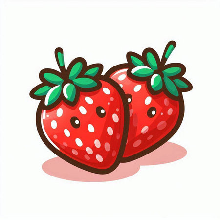 Strawberry cartoon isolated on white background. Vector illustration of berry.のイラスト素材