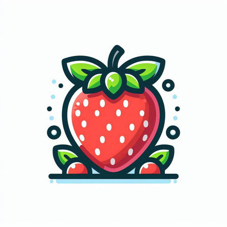 Strawberry icon in doodle style. Vector illustration.のイラスト素材