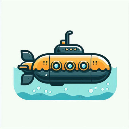 Submarine icon. Vector illustration of a submarine. Cartoon submarine.のイラスト素材