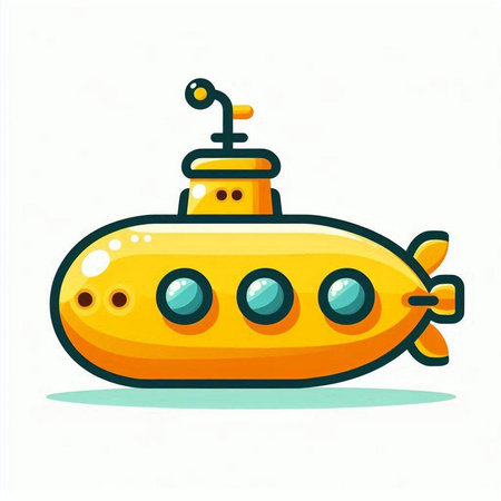 Submarine in the sea. Vector illustration in a flat style.のイラスト素材