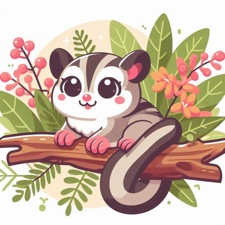 Cute little raccoon on a white background. Vector illustration.のイラスト素材