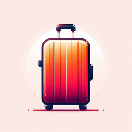 Vector illustration of a suitcase on the background of the sun. Travel concept.のイラスト素材