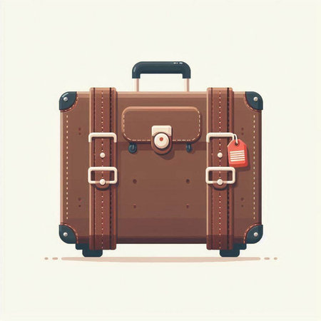 Suitcase isolated on white background. Vector illustration in retro style.のイラスト素材