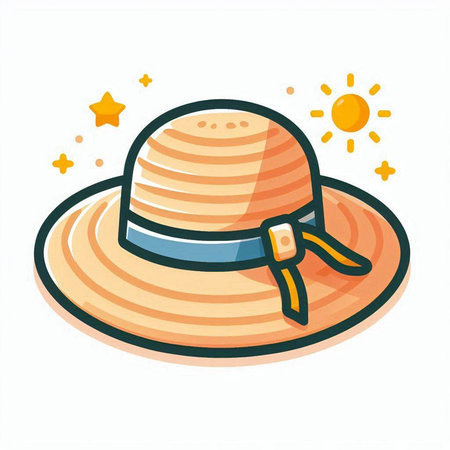 Illustration of hat with sun and clouds in the sky - vectorのイラスト素材