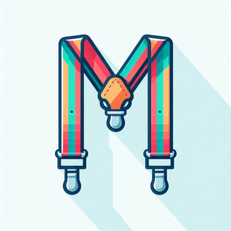 Vector illustration of the letter M in the colors of the rainbow.のイラスト素材