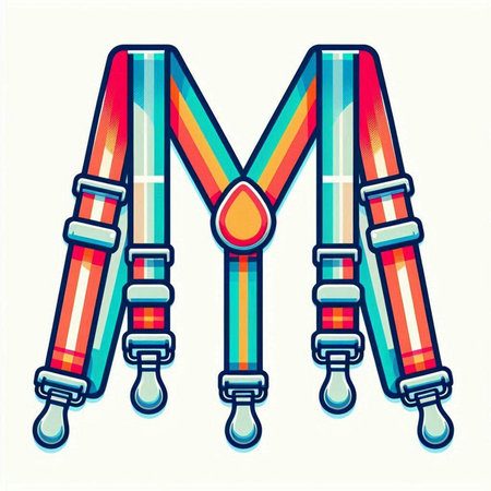 Colorful letter M of the alphabet with drops of water. Vector illustration.のイラスト素材