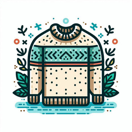 Vector illustration of a pair of knitted warm winter sweaters.のイラスト素材