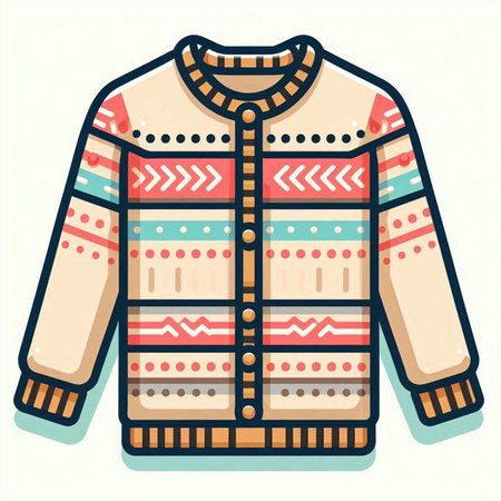 Woolen winter jacket. Vector illustration in flat cartoon style.のイラスト素材