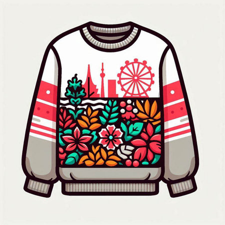 Winter sweater with floral pattern. Vector illustration in flat style. EPS 10のイラスト素材