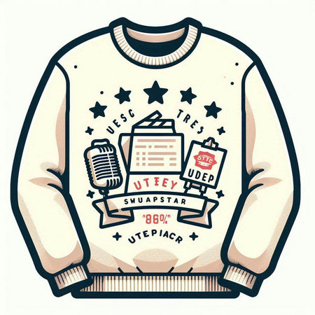 Illustration of a vintage hipster sweatshirt with movie clapper board.のイラスト素材