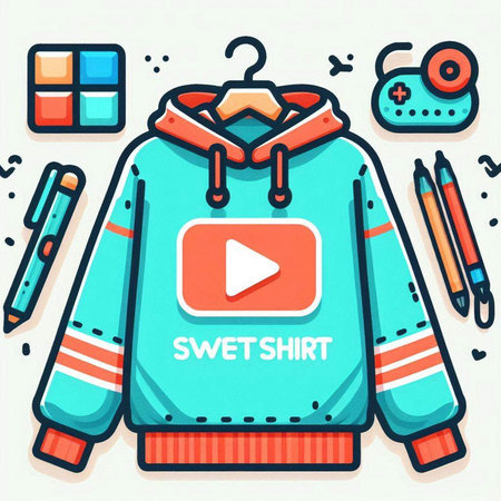 Illustration of a sweater with a video player on a white backgroundのイラスト素材
