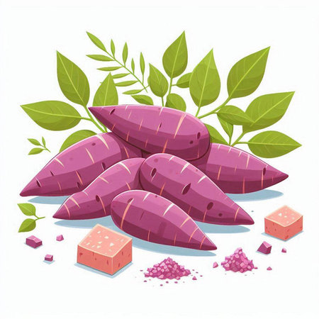 Sweet potato vector illustration. Fresh sweet potato isolated on white background.のイラスト素材