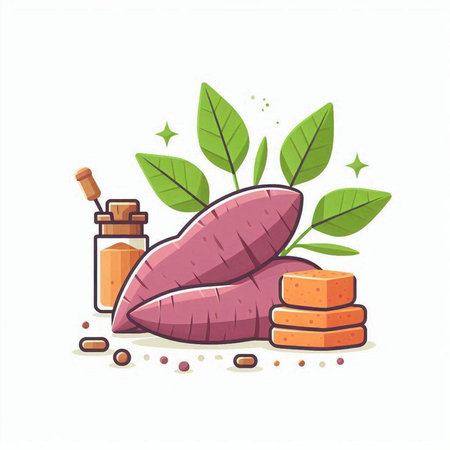 Sweet potato vector illustration. Sweet potato icon, sweet potato vector illustrationのイラスト素材