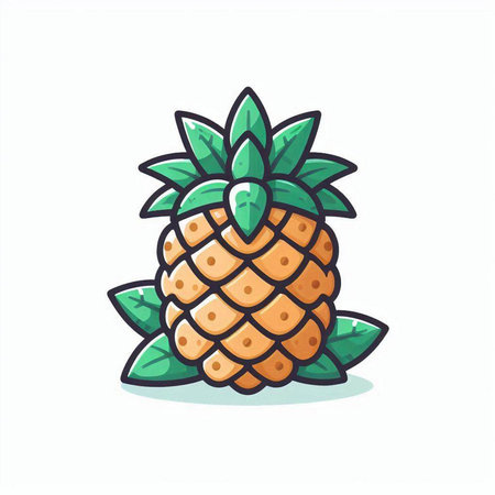 Pineapple fruit icon. Vector illustration. Isolated on white background.のイラスト素材