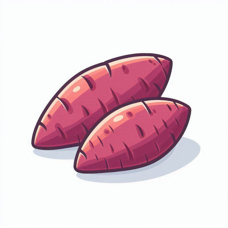 Sweet potato isolated on white background. Vector illustration in cartoon style.のイラスト素材