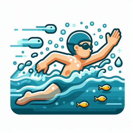 Vector illustration of a swimmer swimming in the pool. Swimming sport.のイラスト素材