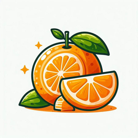 Orange fruit isolated on white background. Vector illustration in cartoon style.のイラスト素材