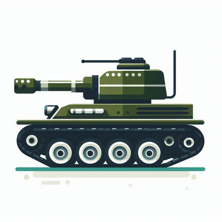 Military tank isolated on a white background. Vector illustration in flat style.のイラスト素材