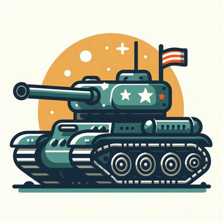 Tank with flag of the United States of America. Vector illustration.のイラスト素材