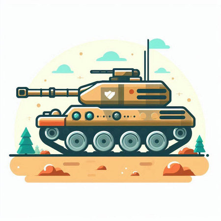 Vector illustration of a tank on a white background. Flat style.のイラスト素材