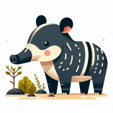 Cute cartoon badger vector illustration. Wild animal in forest.のイラスト素材