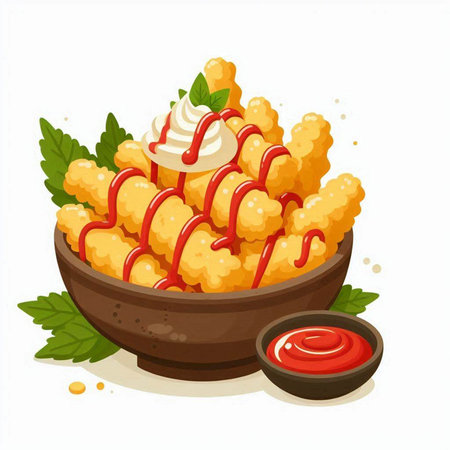 Illustration of a plate of noodles with shrimp and vegetables on a white backgroundのイラスト素材