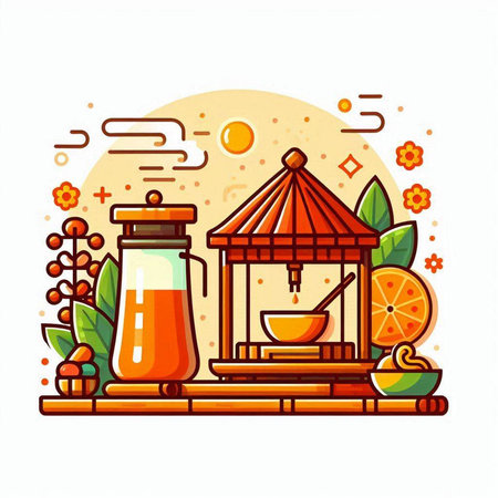Coffee making concept. Vector illustration in flat cartoon style.のイラスト素材