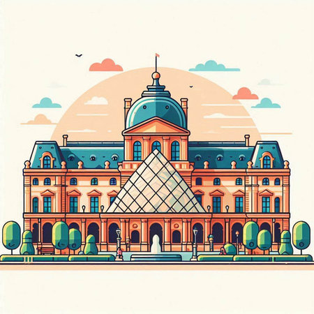 Facade of the city building. Vector illustration in retro style.のイラスト素材