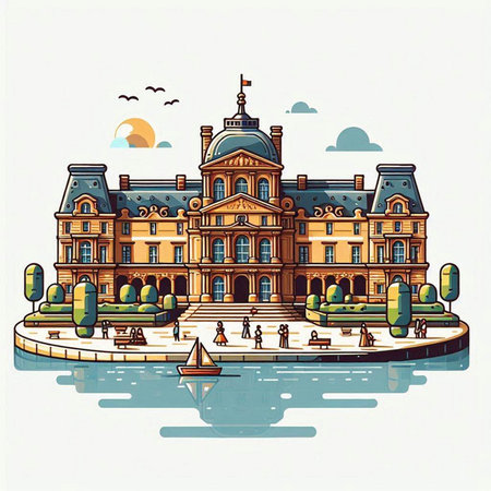 Building in the style of the 19th century. Vector illustration.のイラスト素材
