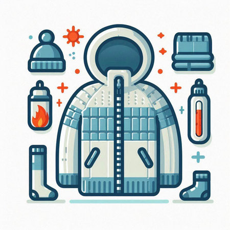 Astronaut helmet and equipment. Vector illustration in flat style.のイラスト素材