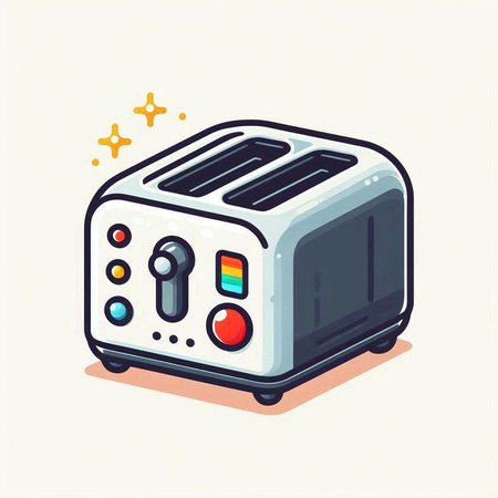 Toaster in flat style. Vector illustration. Isolated on white background.のイラスト素材