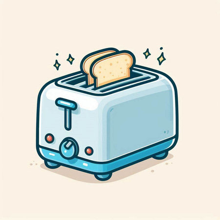 Illustration of a toaster in cartoon style. Vector illustration.のイラスト素材