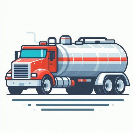 Modern flat style vector illustration of oil tanker truck on white background.のイラスト素材
