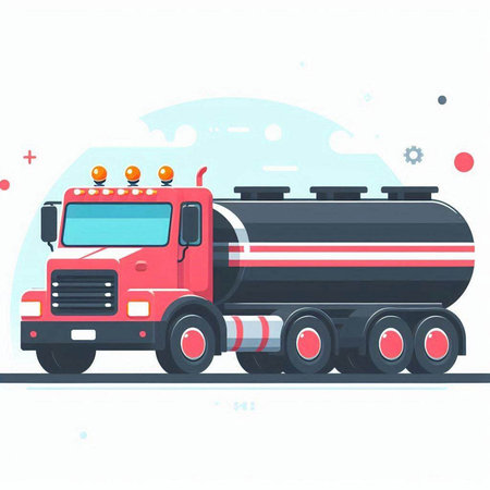 Truck with tank on the road. Vector illustration in flat styleのイラスト素材