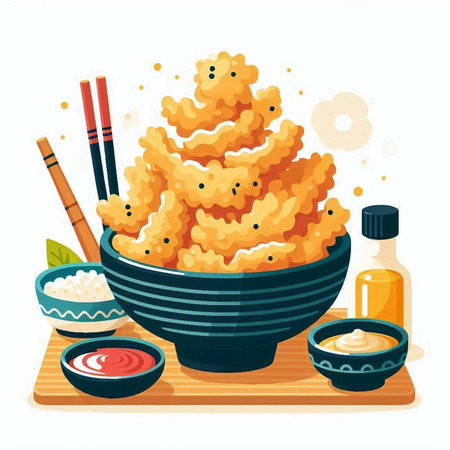 Illustration of Japanese Cuisine - Tempura with Sesame Seedsのイラスト素材