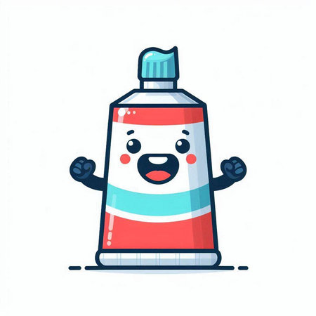 Cute cartoon toothpaste character. Vector illustration isolated on white background.のイラスト素材