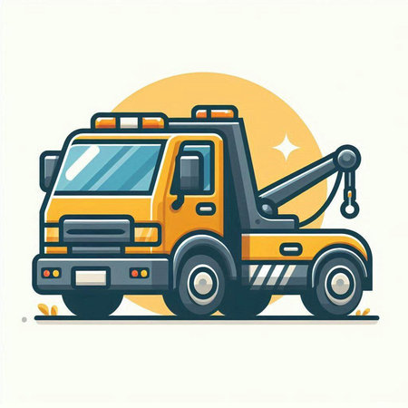 Vector illustration of tow truck. Flat style design for web, site, advertising, banner, poster and print.のイラスト素材